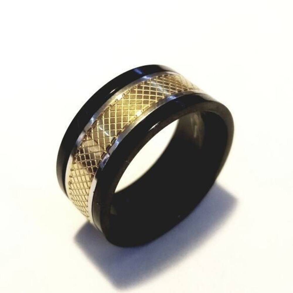 New stainless steel black and gold ring size 11